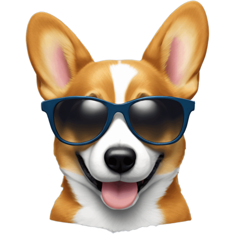 Tricolor corgi wearing sunglasses emoji