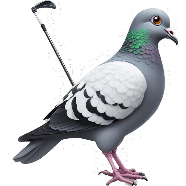 Pigeon playing golf emoji