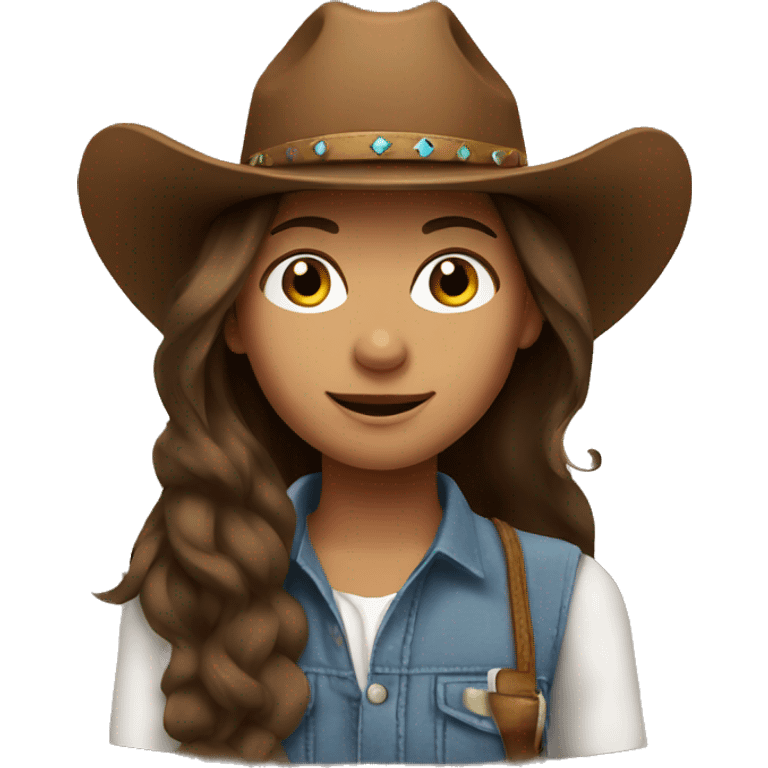 Brown haired girl in a cowboy hat emoji