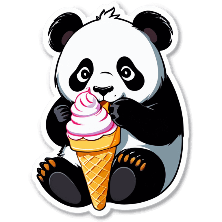 Panda eating ice cream emoji