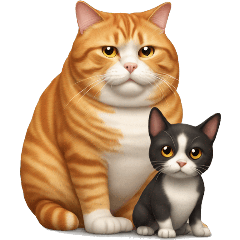 Fat ginger cat with dog emoji