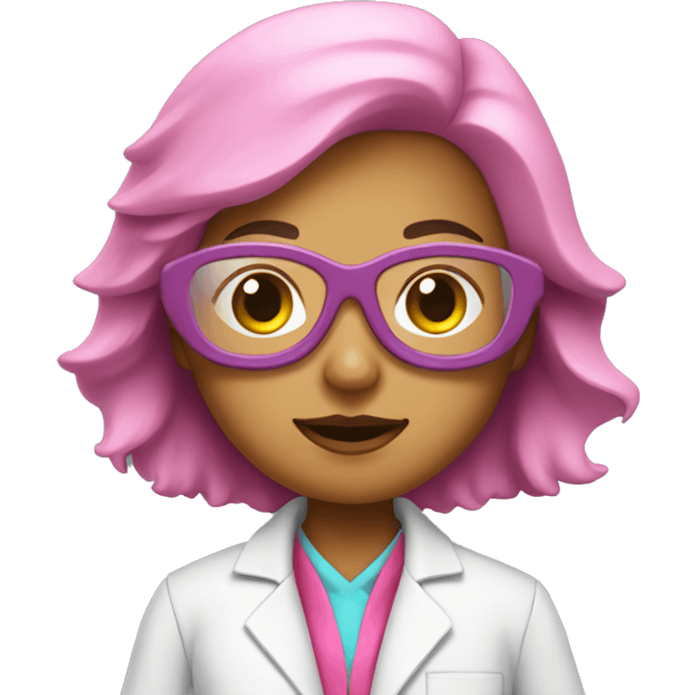 female scientist wearing pink lab coat and goggles emoji