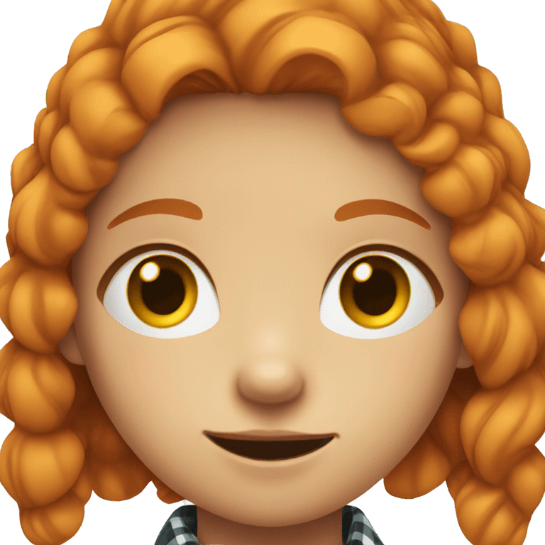 ginger girl in plaid shirt with scar on right side of face emoji