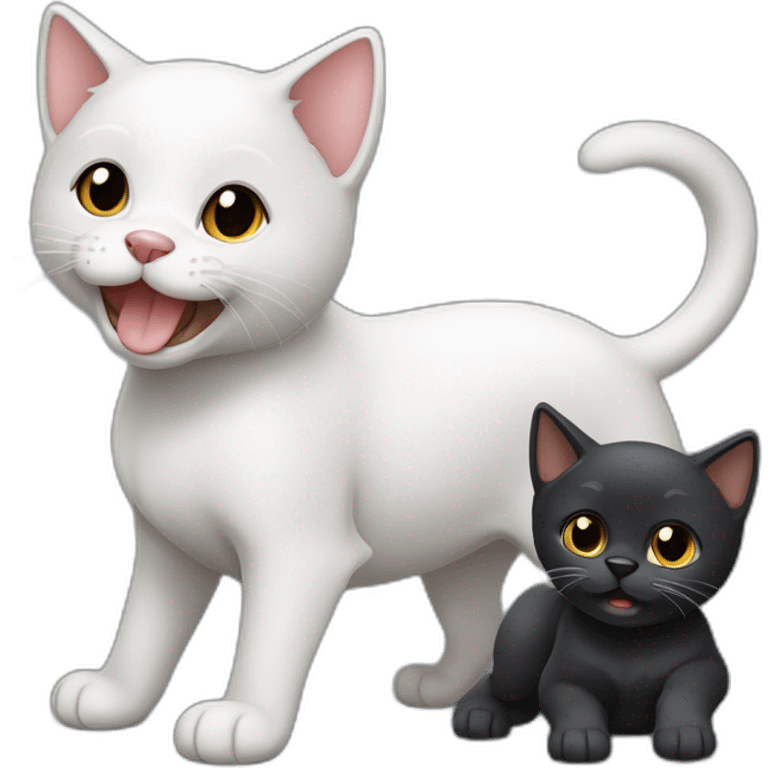 cachorro gato negro y gato gris claro jugando emoji