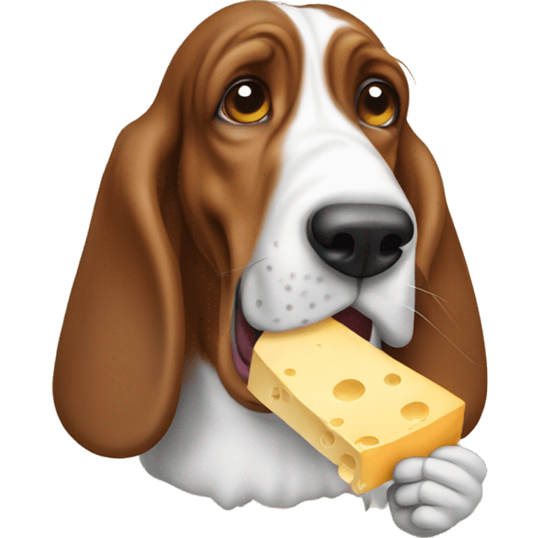 Basset hound eating cheese emoji