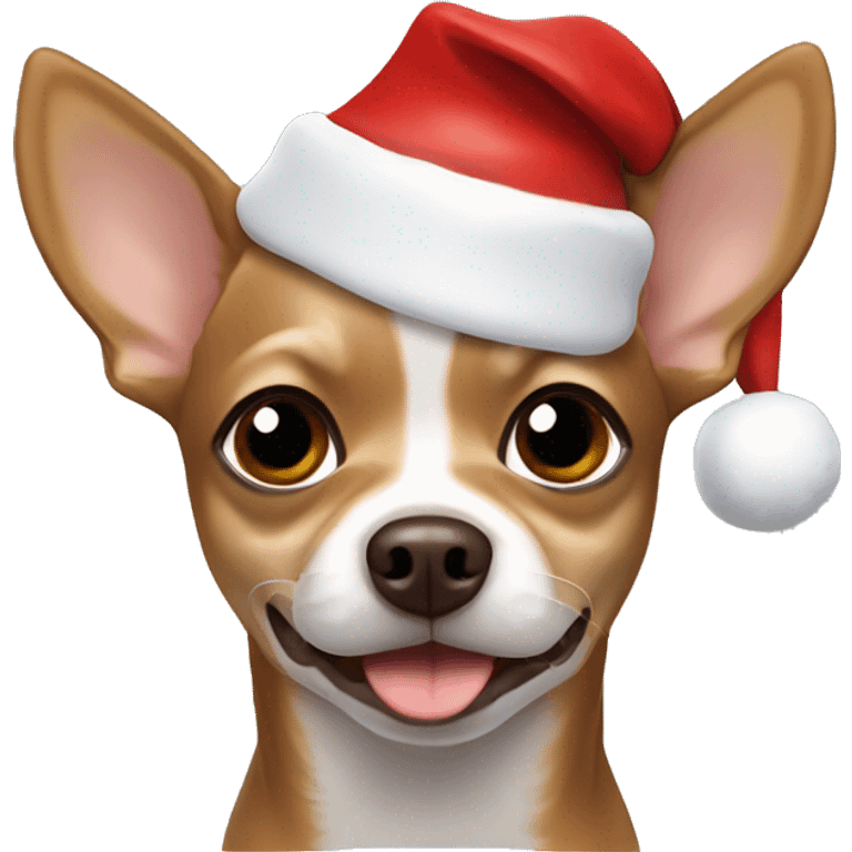 brown chihuahua with Santa hat emoji