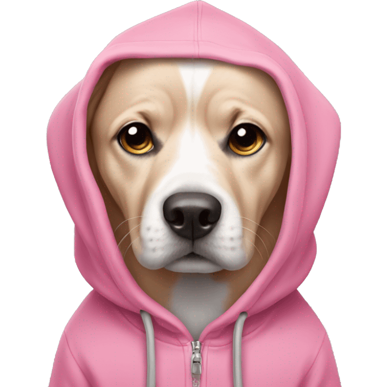 Dog wearing a pink hoodie emoji