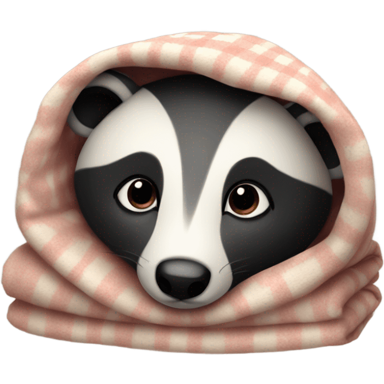 badger in cozy blanket emoji