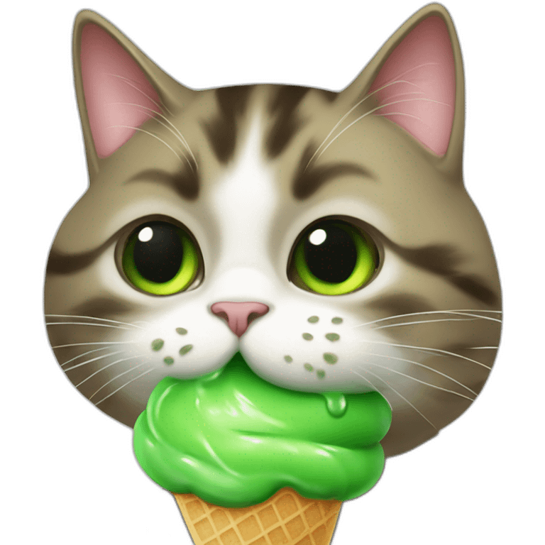 cat licking green icecream emoji