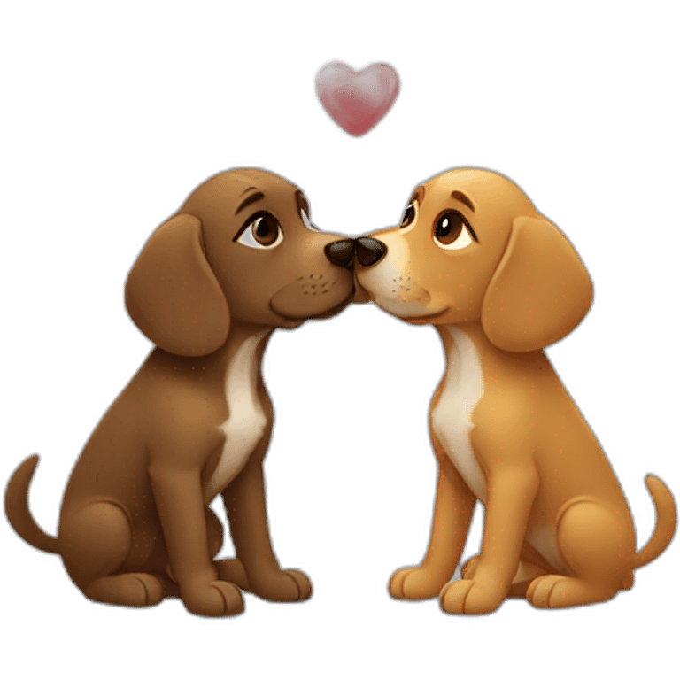 two dogs kiss each other emoji