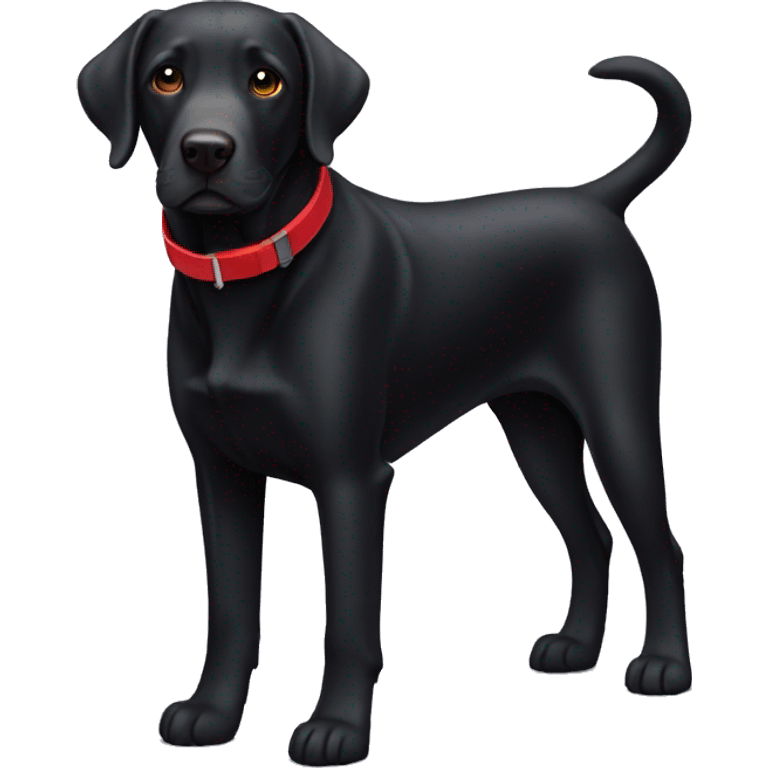 Black Labrador dog with red collar  emoji