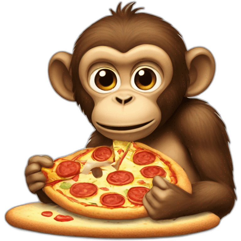 monkey eating pizza emoji