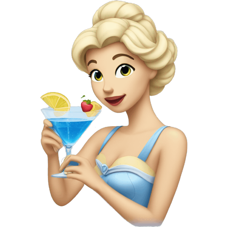 Cinderella drinking a cocktail  emoji