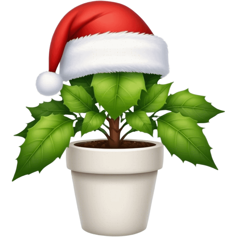 plant wearing a Santa Claus hat  emoji