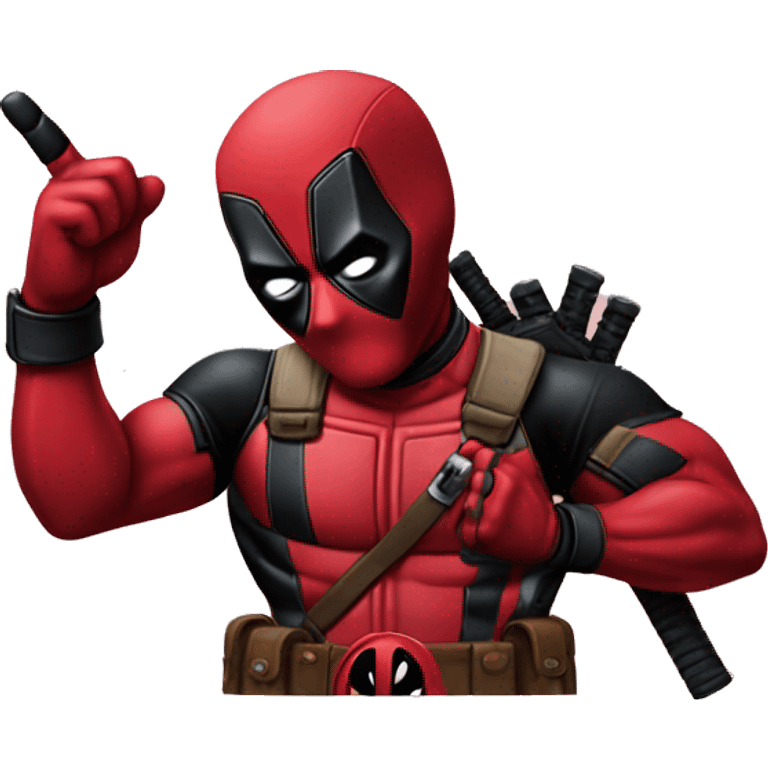 Deadpool with middle finger out emoji