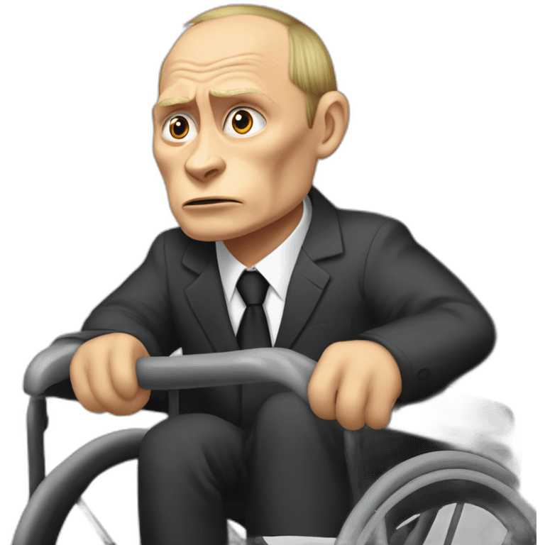 furious vladimir putin monke golden wheelchair holding a suitcase emoji