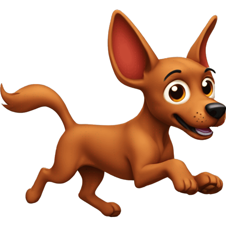 solid red dog with pointed ears running emoji