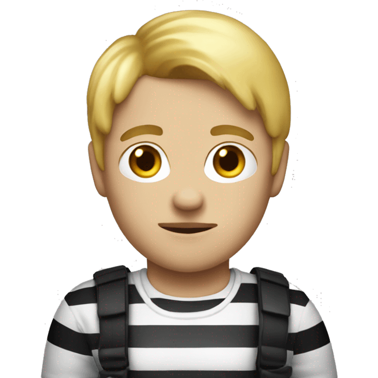 Robber emoji with blonde hair white and black striped shirt  emoji