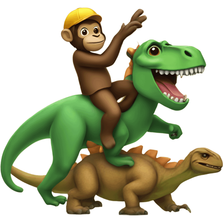 Monkey riding a dinosaur  emoji