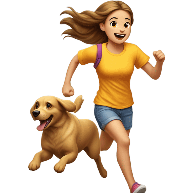 girl running away from dog emoji