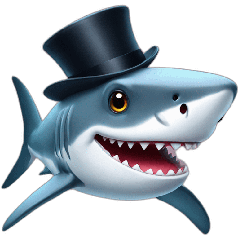 Shark with a top hat emoji