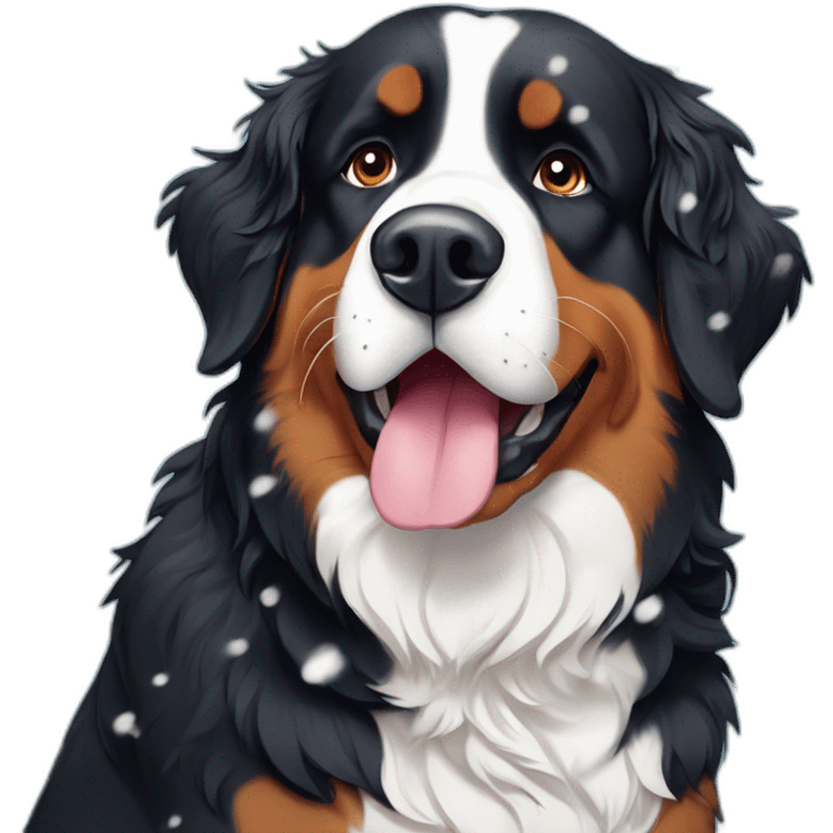 bernese mountain dog under big snowflakes emoji