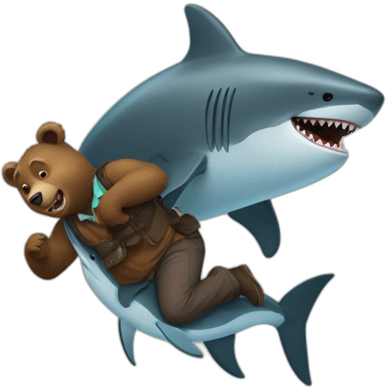 Grizzly-bear riding a shark emoji