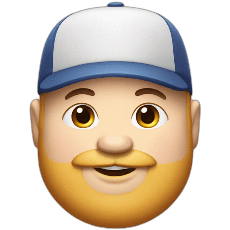 Happy fat boy with beard and cap emoji