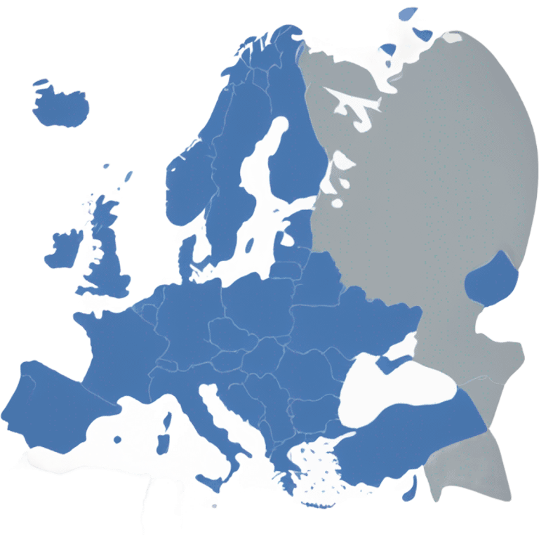 create a map of the schengen space with all the countries that are part in blue  emoji