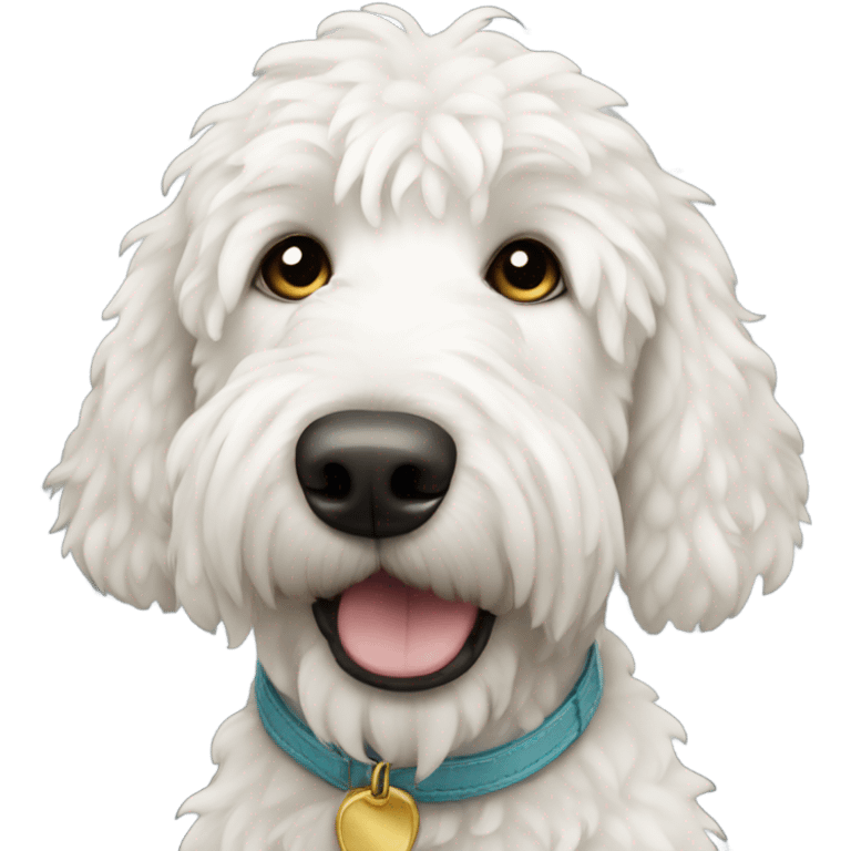 White golden doodle dog emoji