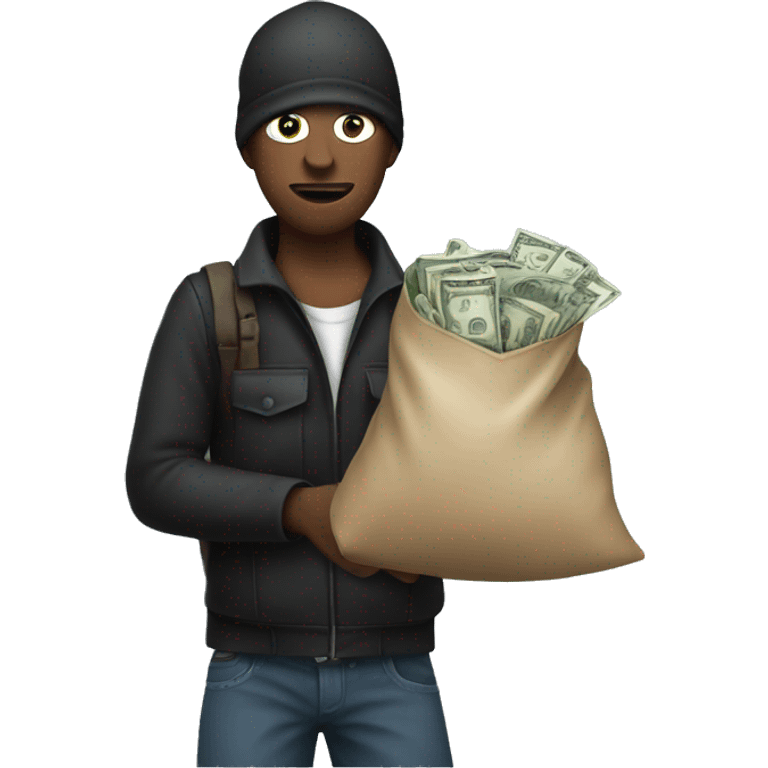 A robber with a bag of money emoji