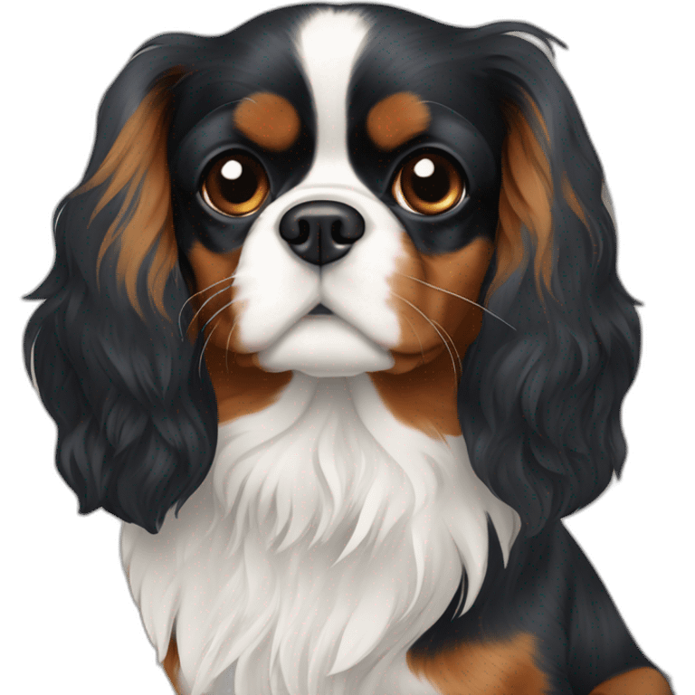 king charles cavalier tricolor (noir,blan , roux) emoji