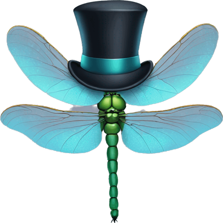 Dragonfly wearing a top hat emoji