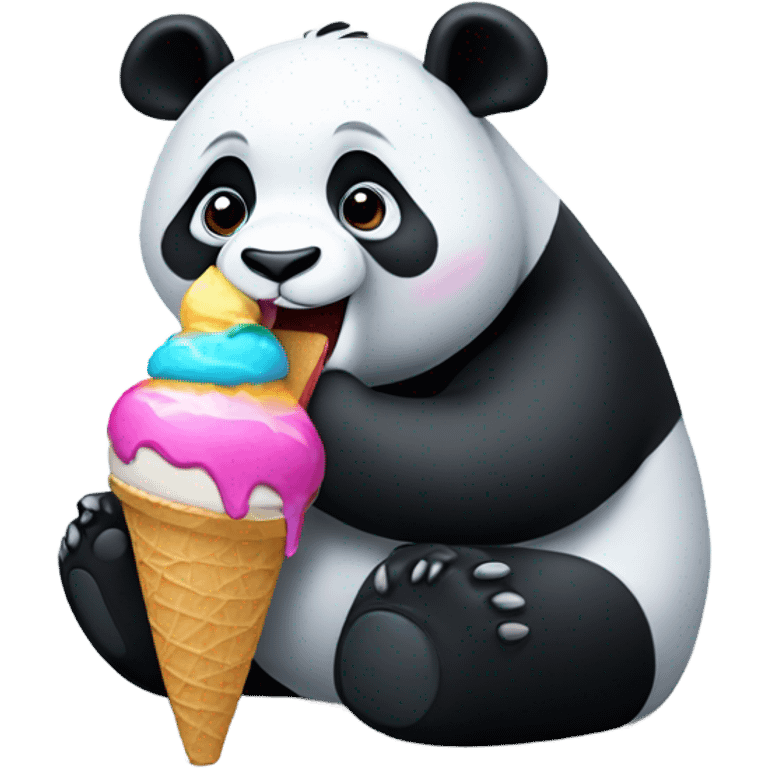 Panda eating ice cream emoji