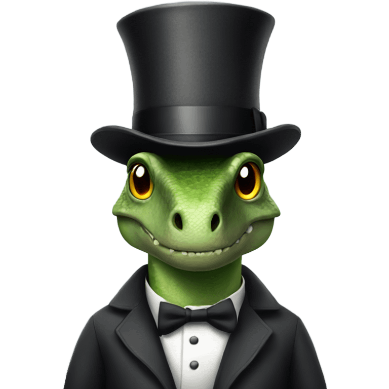 Dinosaur wearing a top hat emoji