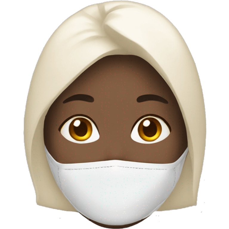 Woman wears cream with mask emoji