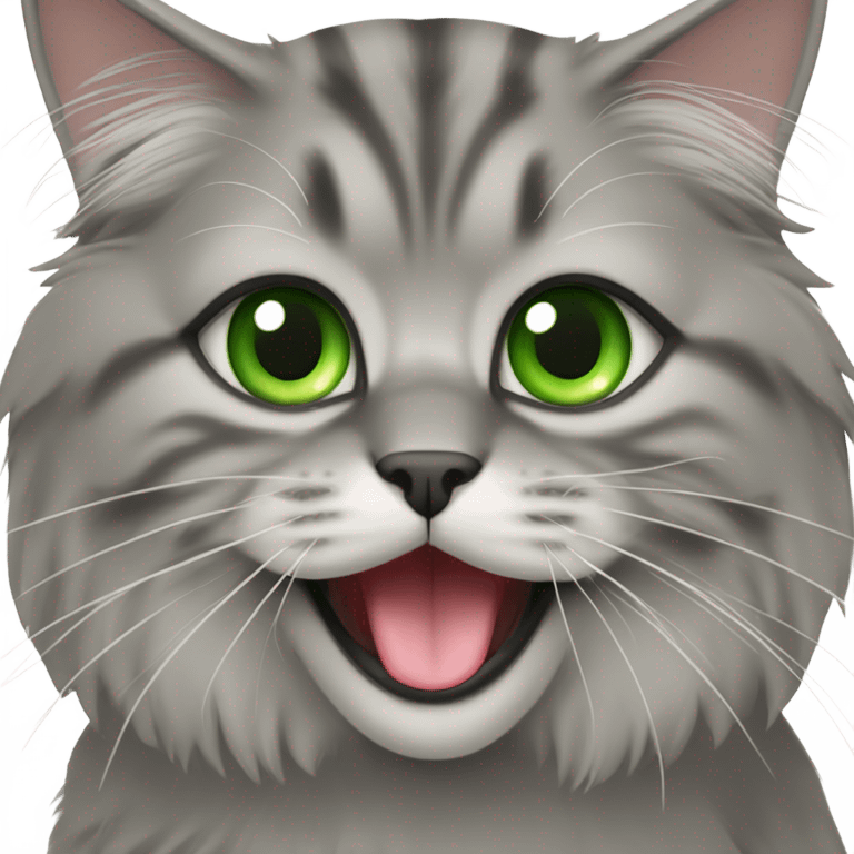 Grey Siberian cat and Green eyes  emoji