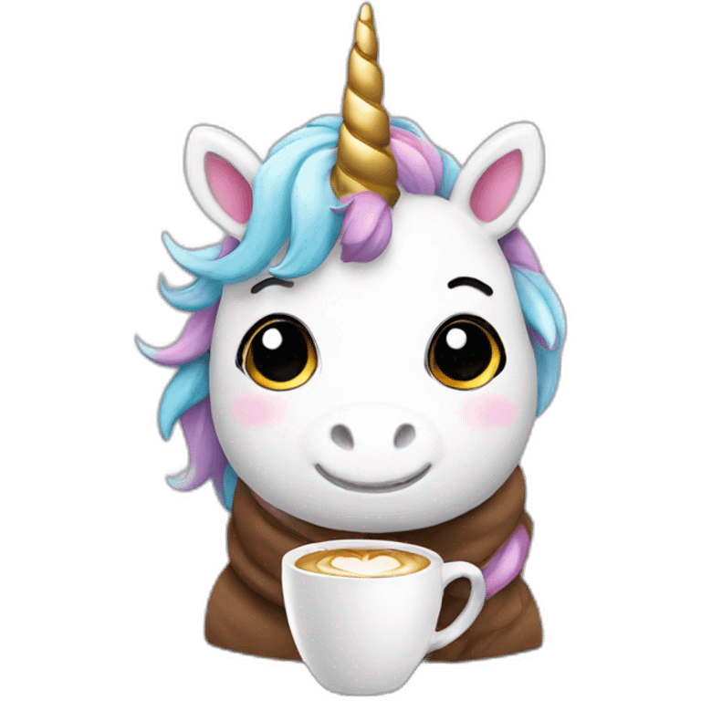 cute Unicorn with a cup of coffee emoji