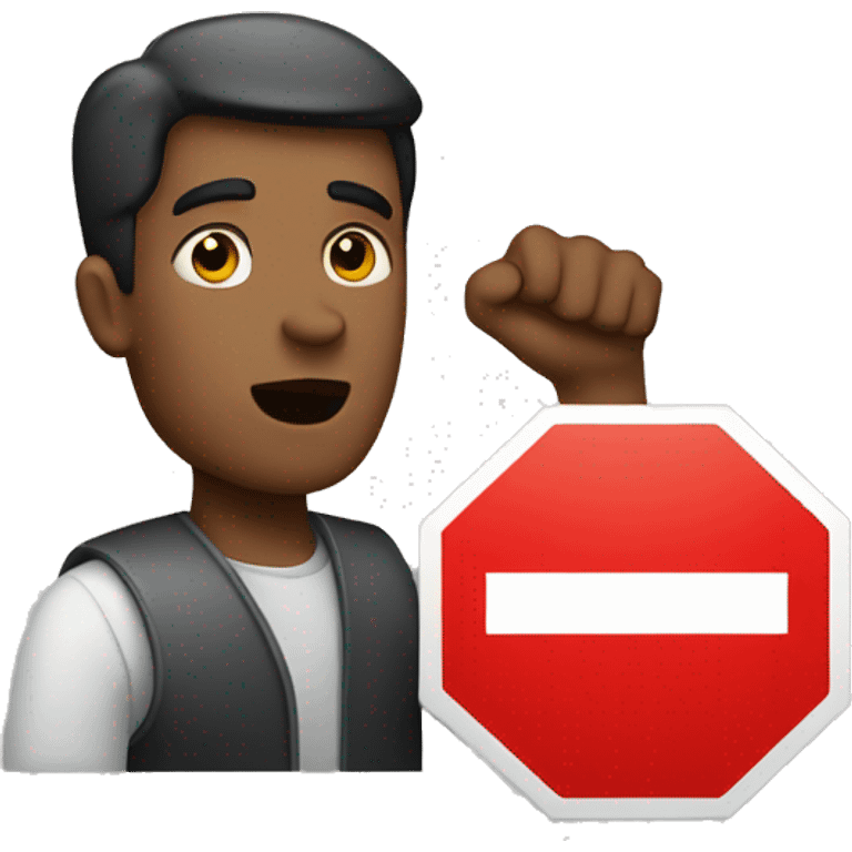 men holding stop sign emoji