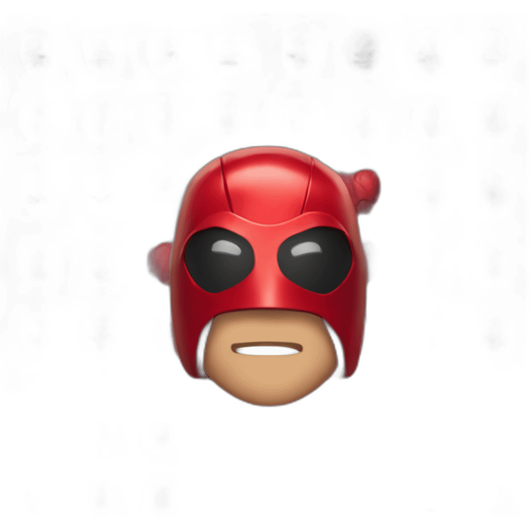 Blind superhero head with red helmet that has dark red eye holes that has horns with dark red tactical suit emoji