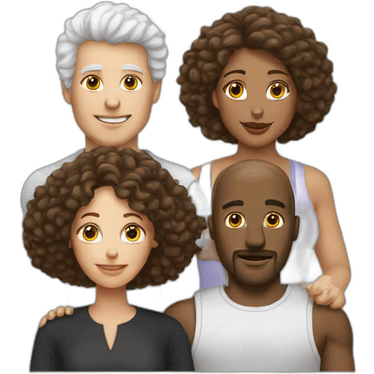 a white man, women and poodle emoji