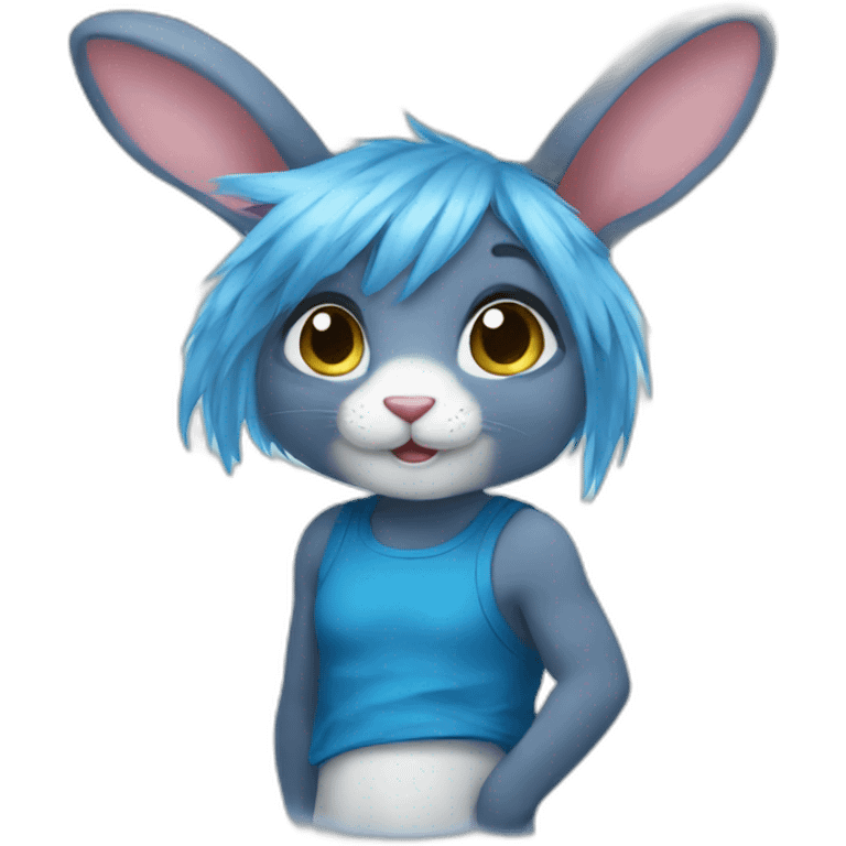 Anthro rabbit with blue hair emoji