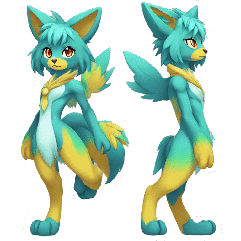 Anthro Sona Colorful Shiny Fakemon Full Body emoji