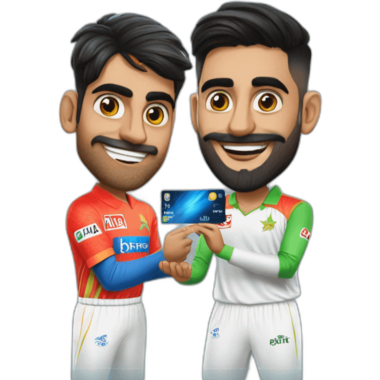 Rashid khan giving uno card to babar azam emoji