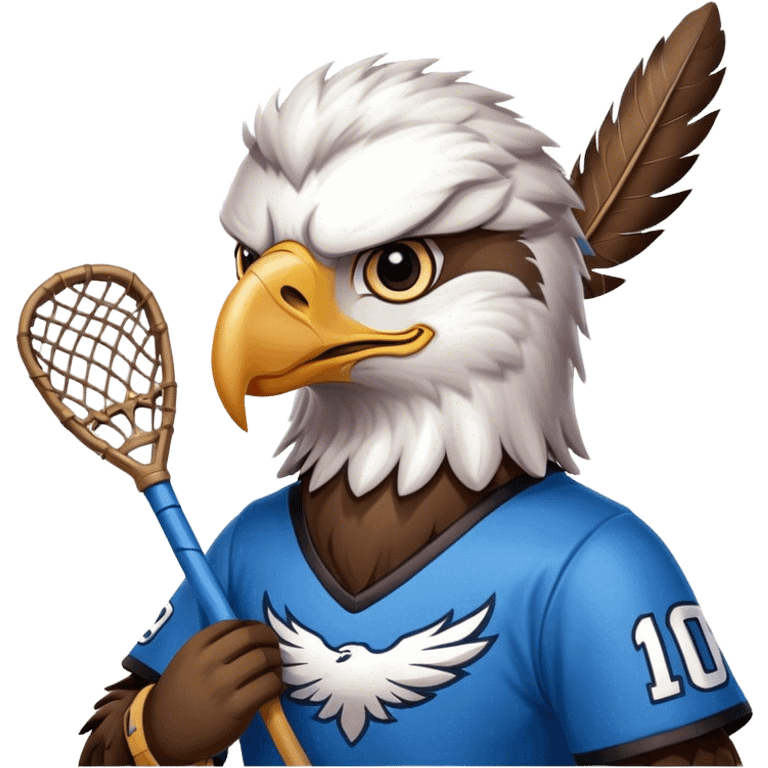 Eagle with lacrosse stick blue jersey emoji