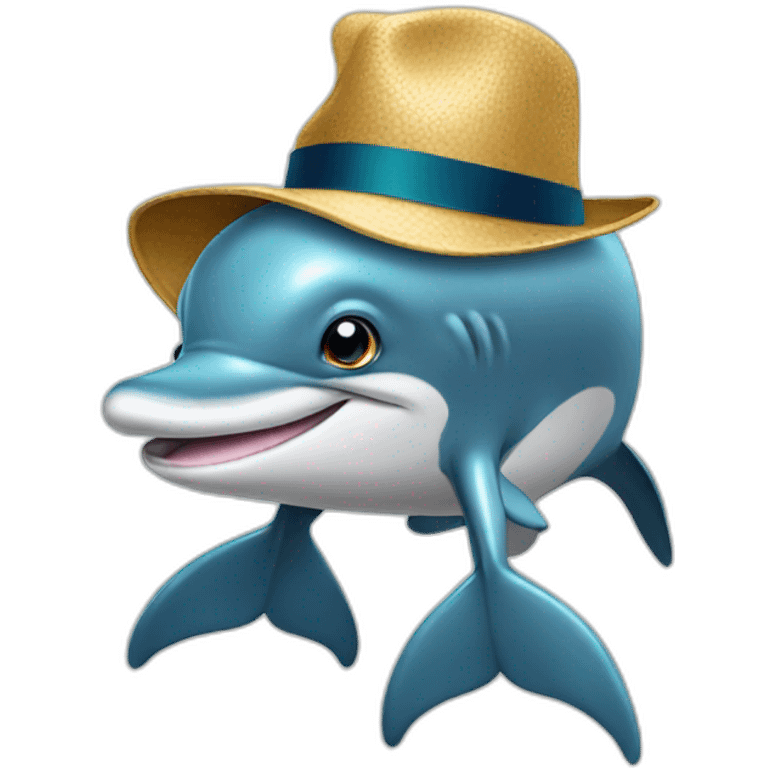 dolphin with hat emoji