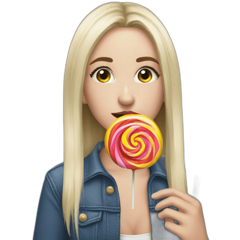 Billie Eillish eating a lollipop emoji