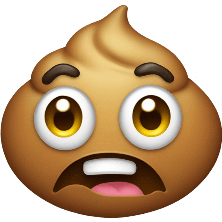 poop emoji with nervous smile and sweat drop emoji