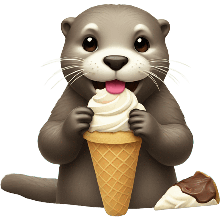 Otter eating ice cream emoji