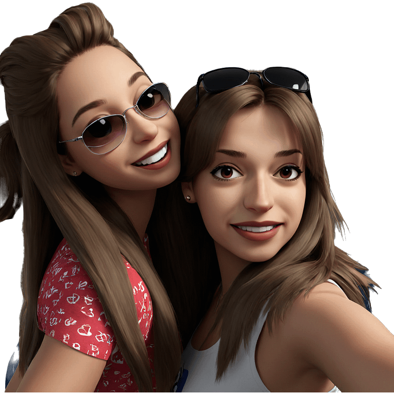 smiling girls with sunglasses emoji